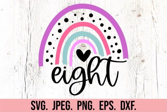 8th Birthday Girl SVG - Rainbow Graphics