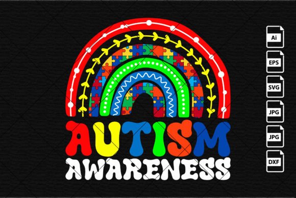 Autism Awareness Puzzle Rainbow Vector Graphics