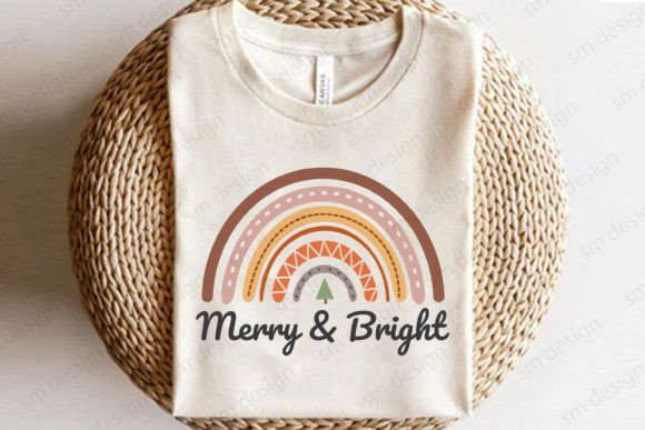 Boho Christmas Rainbow SVG Merry Graphics for T-Shirt Designs