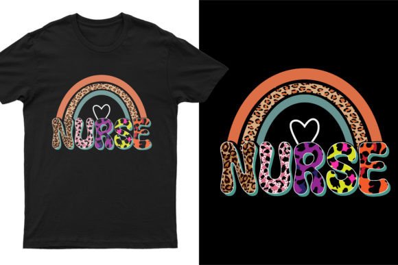 Colorful Rainbow Pattern Nurse T-Shirt Graphics