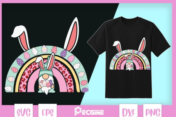 Easter Gnome Rainbow Bunny Ears Graphics