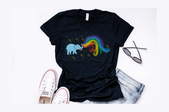 Elephant Watercolor Rainbow Design Graphics