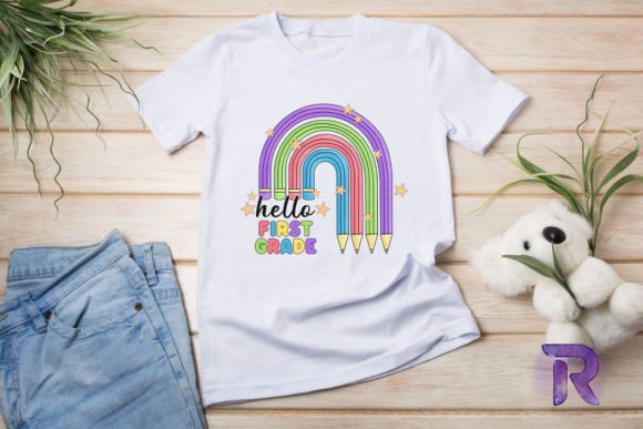 Hello 1st Grade Pencil Rainbow