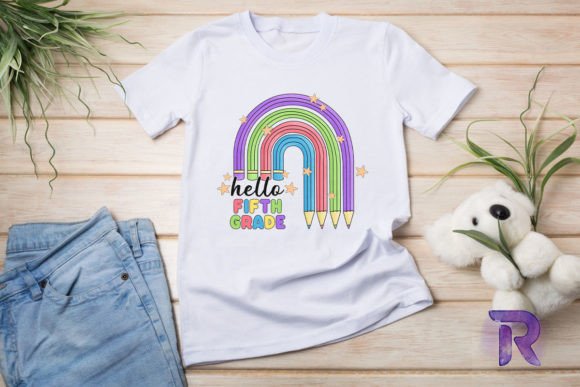 Hello 5th Grade Pencil Rainbow Graphics