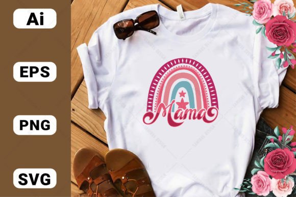 Mama Rainbow Typography T-shirt Design
