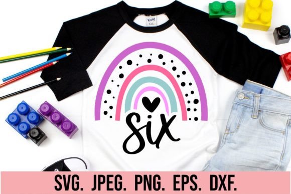 Rainbow 6th Birthday Girl SVG - Six SVG