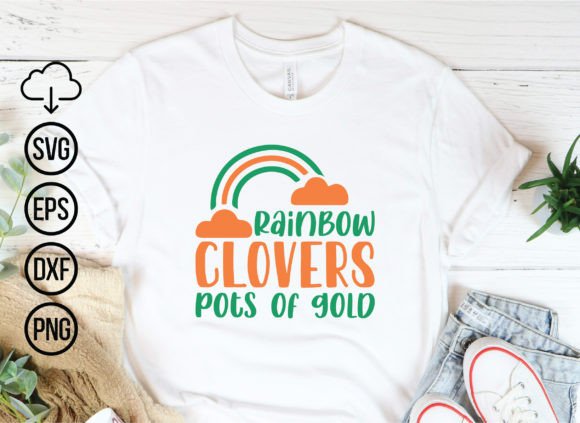 Rainbow Clovers Pots of Gold, St Patrick