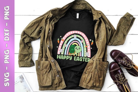 Rainbow Easter Chibi Turtle Egg Floral Graphics