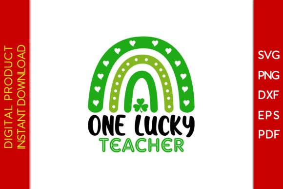 Rainbow One Lucky Teacher T-Shirt Design