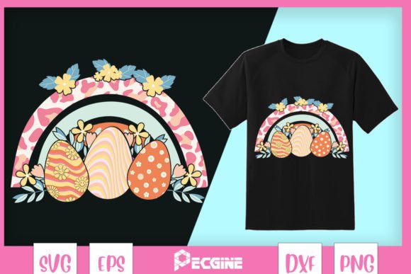 Retro Easter Rainbow Egg Floral Graphics