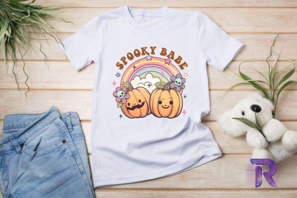 Spooky Babe Pumpkin Rainbow Graphics for T-Shirt Designs