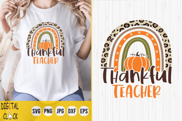 Thankful Teacher Leopard Rainbow SVG Graphics
